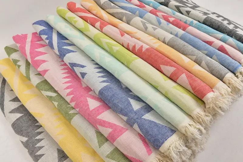 76x40 Cotton Geometric Towel, Turkish beach towel, Boyfriend Christmas Gift, Personalized Bridesmaid Gift, Travel towel, Handwoven Turkish Towel - 6