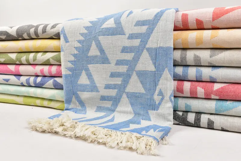 76x40 Cotton Geometric Towel, Turkish beach towel, Boyfriend Christmas Gift, Personalized Bridesmaid Gift, Travel towel, Handwoven Turkish Towel - 2