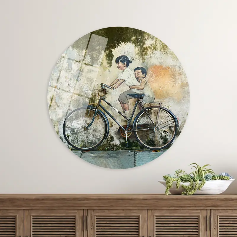 Modern Bicycle Graffiti Canvas: Penang Street Art Print