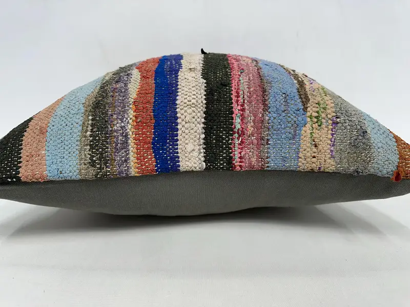 Pastel Cushion Cover, Ethnical Kilim Rug Pillow, Vintage Kilim Throw Pillow, Cushion Cover, 20x20 Blue Cushion Cover, Vintage Kilim Pillow - 5