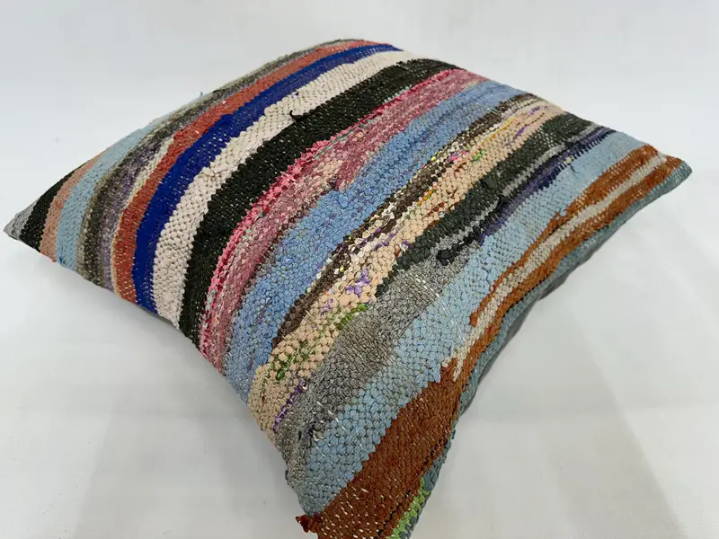 Pastel Cushion Cover, Ethnical Kilim Rug Pillow, Vintage Kilim Throw Pillow, Cushion Cover, 20x20 Blue Cushion Cover, Vintage Kilim Pillow - 6