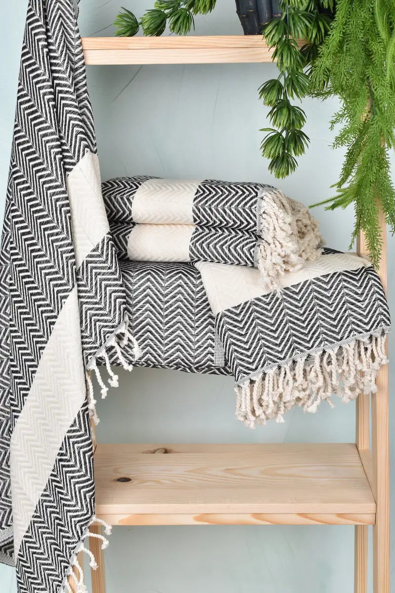 Wedding Day Gift For Bride, 70x40 Cotton Zig zag Towel, Customized Turkish Towel, Home Decor Gifts, Personalized Gifts, Wedding Favors, Spa Towel - 6