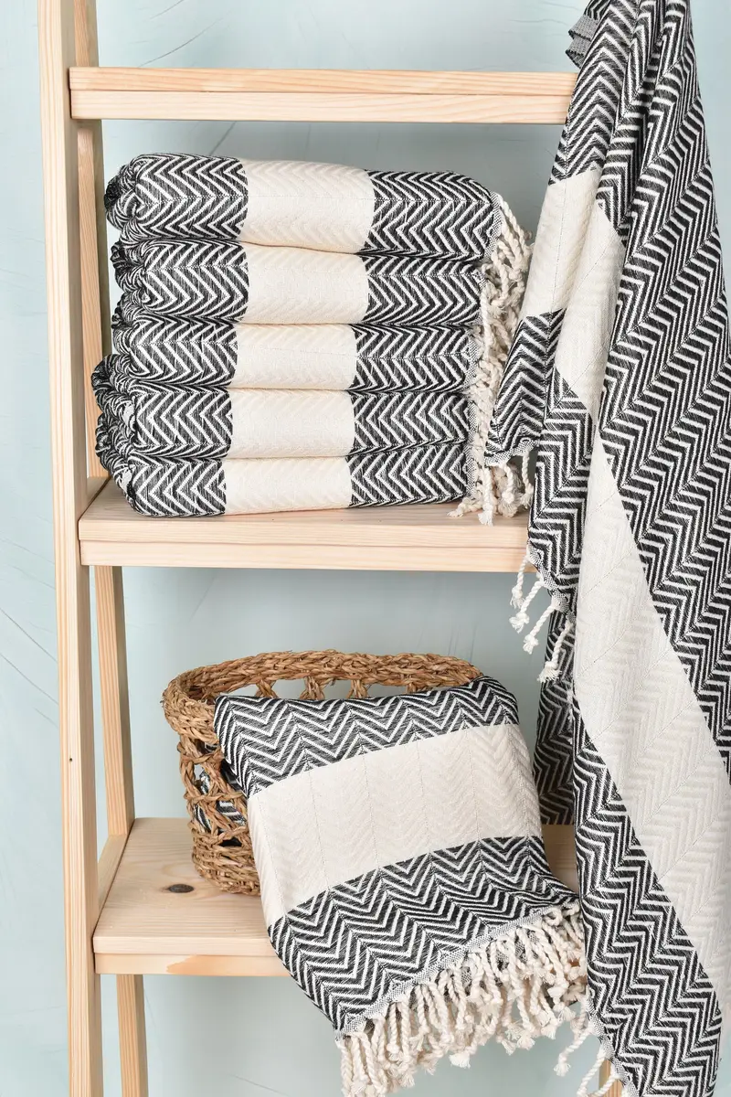 Wedding Day Gift For Bride, 70x40 Cotton Zig zag Towel, Customized Turkish Towel, Home Decor Gifts, Personalized Gifts, Wedding Favors, Spa Towel - 3