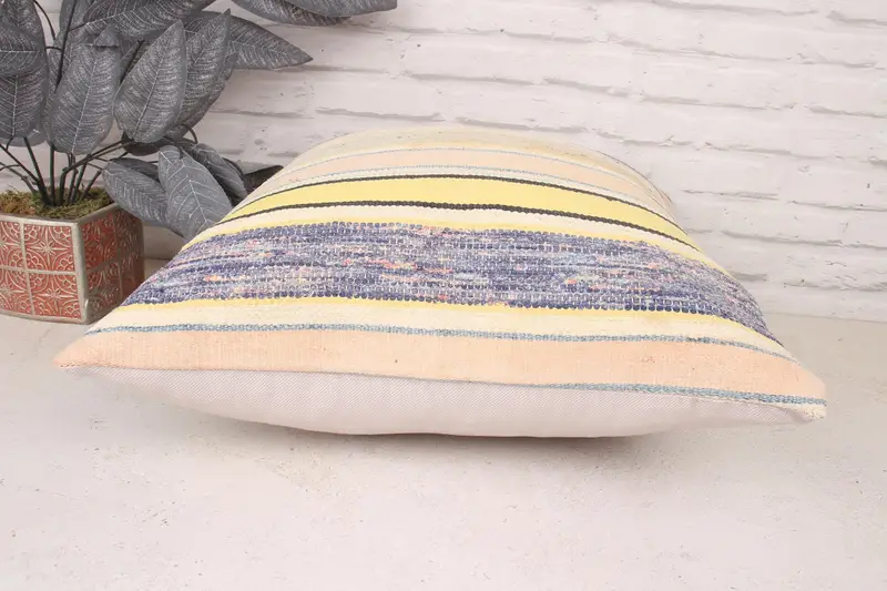 Boho Pillow, Vintage Kilim Throw Pillow, Aesthetic Pillow, Pillow Cover, Handwoven Cushion Case, 20x20 Purple Cushion, Kilim Pillow Cover - 5