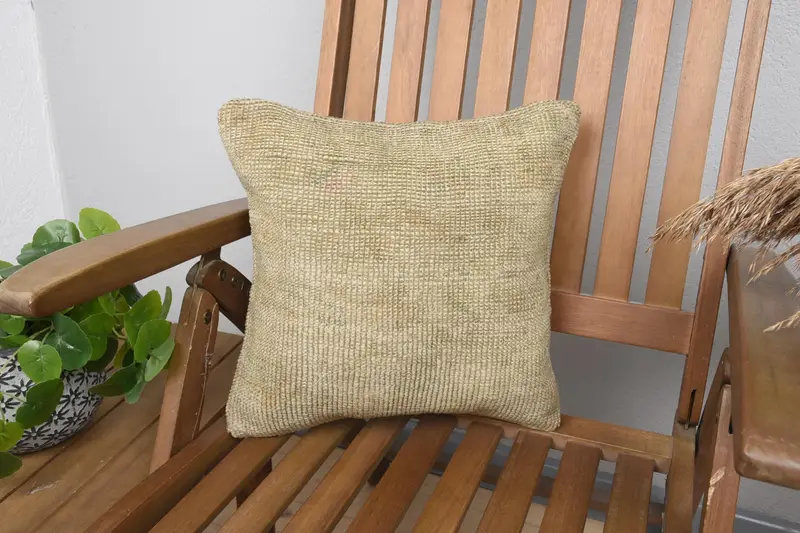 Beige besticktes Southwestern-Wurfkissen, 14x14 Vintage-Kissen