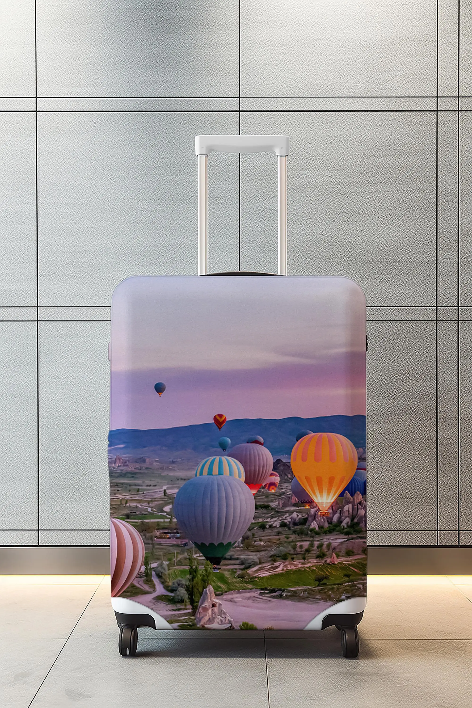Pink Polyester Luggage Cover with Blue Accents - Ideal Travel Accessory - 1