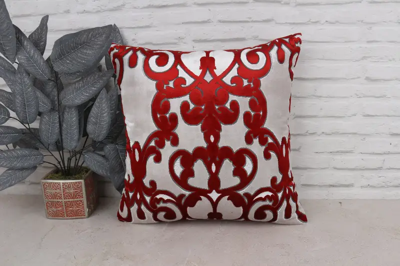 Turkish Pillow, Handmade Kilim Cushion, Pillow Sham, Vintage Pillow, Decorative Cushion, Garden Cushion Case, 20x20 Red Pillow Cover - 1