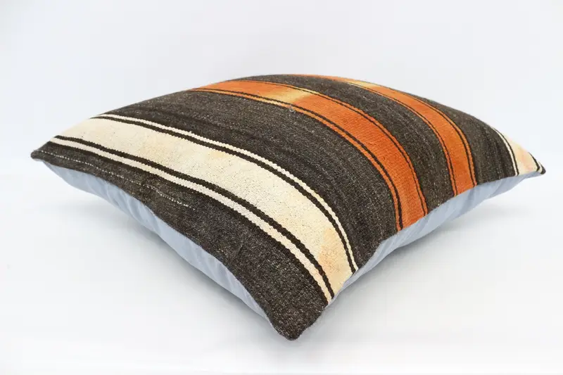 Kilim Cushion Sham, Turkish Kilim Pillow, Kilim Pillow Cover, Bench Pillow, 28x28 Brown Pillow Case, Office Chair Cushion Case, Pillow Case - 6