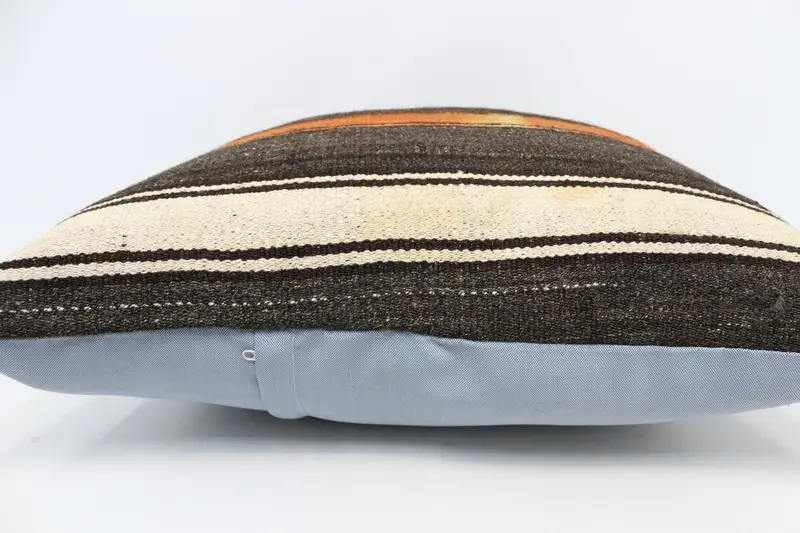 Kilim Cushion Sham, Turkish Kilim Pillow, Kilim Pillow Cover, Bench Pillow, 28x28 Brown Pillow Case, Office Chair Cushion Case, Pillow Case - 5