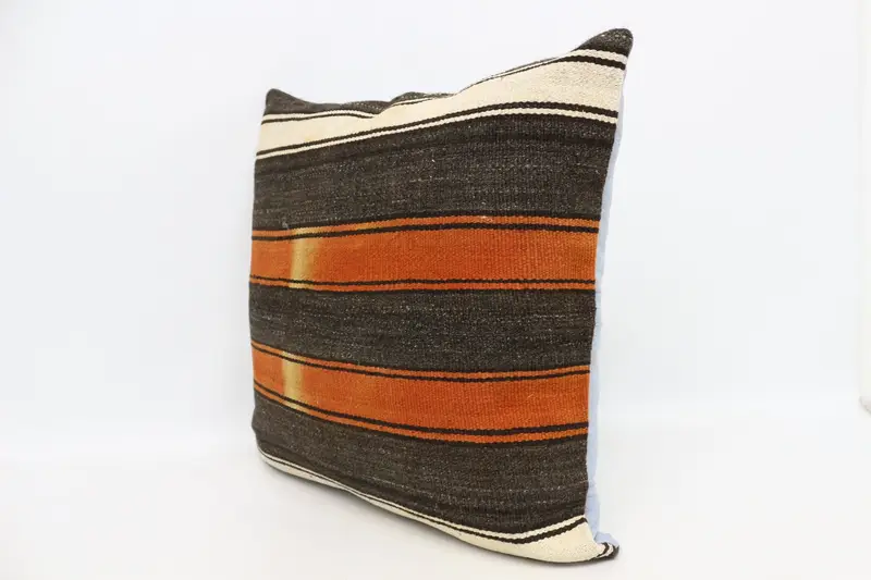 Kilim Cushion Sham, Turkish Kilim Pillow, Kilim Pillow Cover, Bench Pillow, 28x28 Brown Pillow Case, Office Chair Cushion Case, Pillow Case - 4