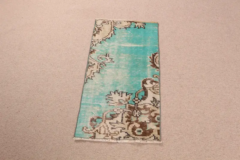 Grün-beige gestreifter Teppich, 1,6 x 3,1 Fuß, elegantes Dekor