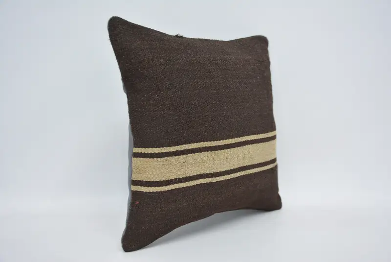 14x14 Brown Pillow, Yoga Cushion, Tapestry Pillow Case, Turkish Pillow, Turkish Corner Cushion Cover, Kilim Pillow, Gift Pillow, Cushion Case - 3