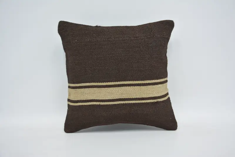 14x14 Brown Pillow, Yoga Cushion, Tapestry Pillow Case, Turkish Pillow, Turkish Corner Cushion Cover, Kilim Pillow, Gift Pillow, Cushion Case - 1
