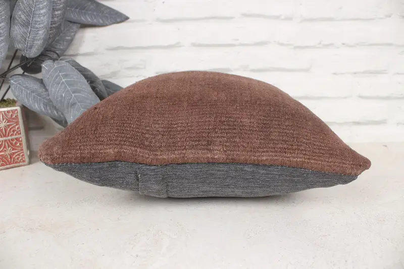 14x14 Pillo de almohada marrón, almohada de diseñador de interiores, almohada vintage, cubierta de cojín, almohada de decoración del hogar, almohada de Navidad, almohada de cama - 5