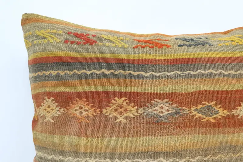 Gift Pillow, Turkish Corner Cushion Cover, Pillow Cover, 28x28 Yellow Cushion Cover, Pillow for Sofa, Ethnical Kilim Rug Pillow - 2