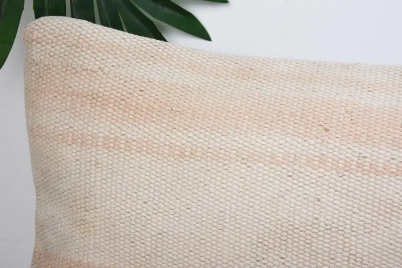 Cushion, Boho Pillow Sham Cover, Outdoor Patio Pillow Sham, 8x16 Beige Cushion Cover, Kilim Pillow, Pillow for Couch, Natural Pillow Sham - 2