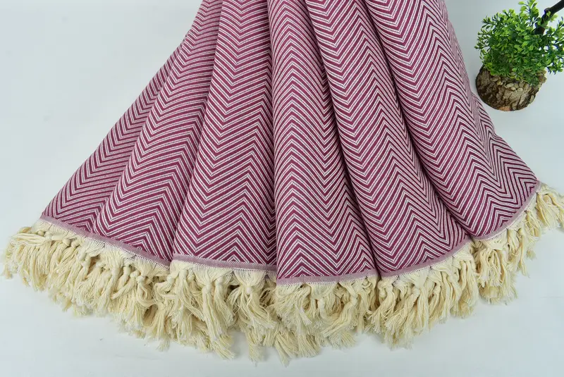 Turkish Bedcover, Decorative Blanket, Throw Blanket, 92x80 Cotton Striped Towel, Woven Blanket, Custom Beach Blanket, Halloween Blanket - 4