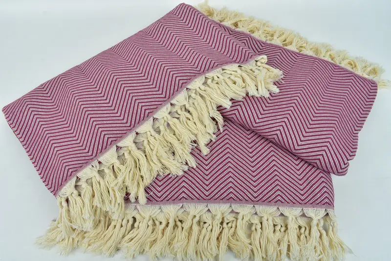 Turkish Bedcover, Decorative Blanket, Throw Blanket, 92x80 Cotton Striped Towel, Woven Blanket, Custom Beach Blanket, Halloween Blanket - 6