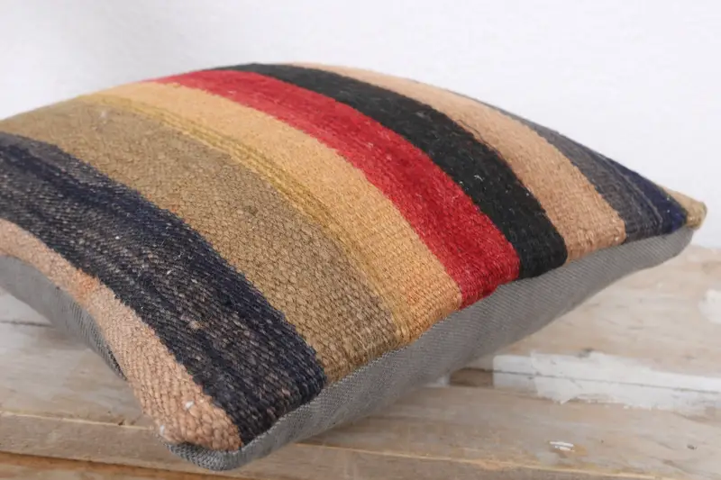 Cushion Case, Wool Kilim Pillow Pillow, Vintage Kilim Pillow, 12x12 Red Pillow Sham, Knitted Cushion Case, Kilim Pillow, Kilim Pillow Cover - 6
