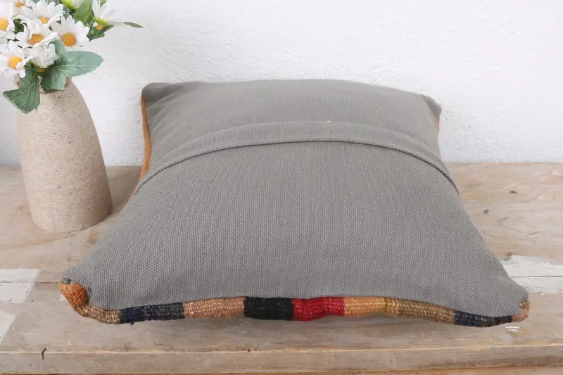 Cushion Case, Wool Kilim Pillow Pillow, Vintage Kilim Pillow, 12x12 Red Pillow Sham, Knitted Cushion Case, Kilim Pillow, Kilim Pillow Cover - 7