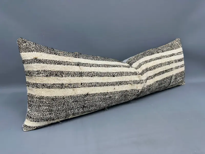 Cushion Cover, 16x48 Brown Pillow Case, Pillow for Couch, Home Decor Pillow, Sofa Bolster Pillow Cover, Turkish Kilim Pillow - 2