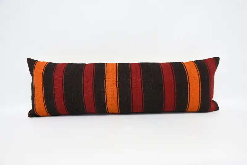 Neutral Pillow Cover, Pillow, Ethnical Kilim Rug Pillow, Handmade Kilim Cushion, Handmade Throw Pillow Cover, Vintage Pillow, 16x48 Red Cushion Case - 1