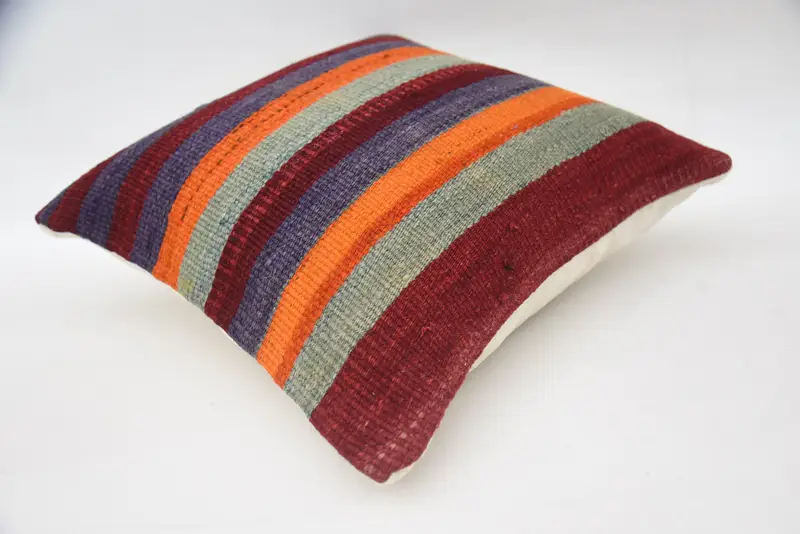 Cushion Case, Personalized Gift Pillow Cushion Cover, Handmade Kilim Cushion, 18x18 Blue Cushion Case, Vintage Pillow, Turkish Kilim Pillow - 6