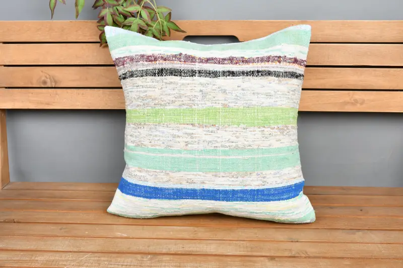 Decorative Pillow Cover, 20x20 Green Pillow Sham, Throw Kilim Pillow, Kilim Pillow Cover, Ethnical Kilim Rug Pillow, Cushion Cover, Tapestry Pillow - 6