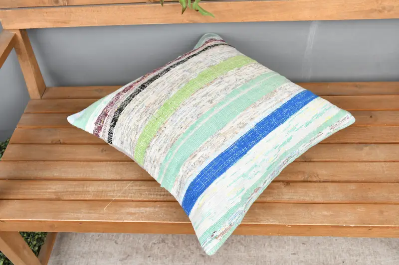 Decorative Pillow Cover, 20x20 Green Pillow Sham, Throw Kilim Pillow, Kilim Pillow Cover, Ethnical Kilim Rug Pillow, Cushion Cover, Tapestry Pillow - 2