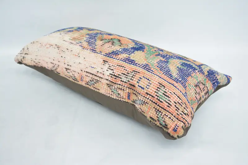 Antique Pillows, Vintage Pillow, Oriental Pillow, Pillow for Sofa, 12x24 Blue Pillow Sham, Car Pillow Sham, Turkish Rugs Cushion, Cushion - 6