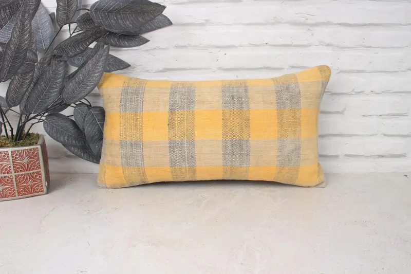 Morroccon Kilim Cushion Pillow Cover, Vintage Kilim Throw Pillow, 10x20 Orange Cushion, Pillow for Sofa, Home Decor Pillow, Pillow - 1