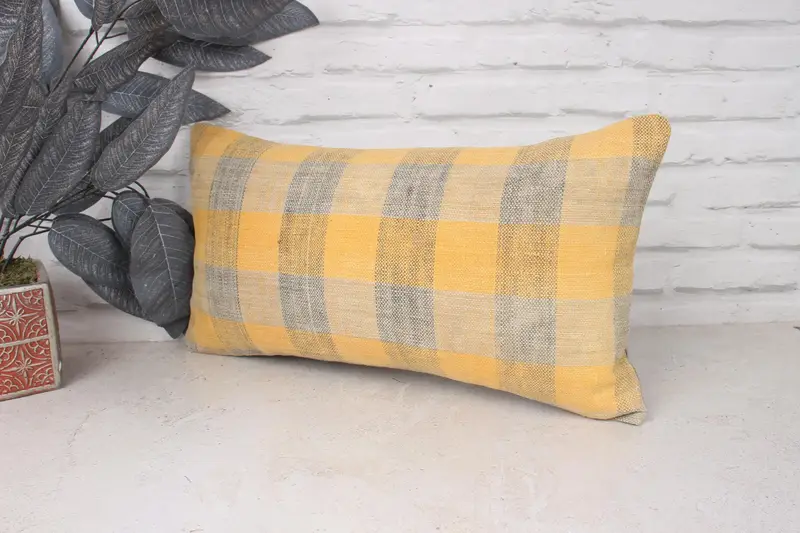 Morroccon Kilim Cushion Pillow Cover, Vintage Kilim Throw Pillow, 10x20 Orange Cushion, Pillow for Sofa, Home Decor Pillow, Pillow - 4