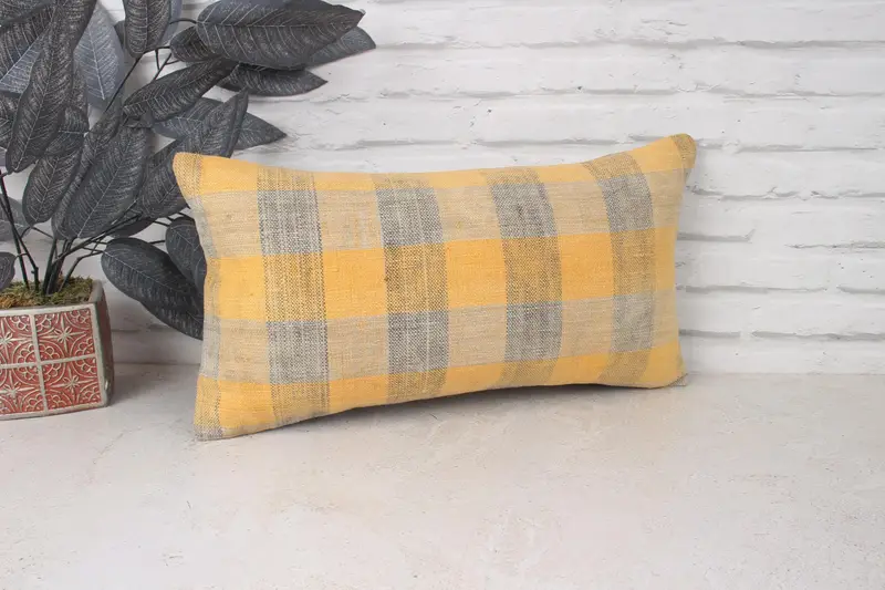 Morroccon Kilim Cushion Pillow Cover, Vintage Kilim Throw Pillow, 10x20 Orange Cushion, Pillow for Sofa, Home Decor Pillow, Pillow - 3