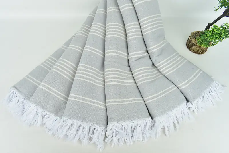 Bridal Shower Gift, Personalized Blanket, Handmade Gift, Organic Beach Blanket, Girl Trip Party Favor, Throw Blanket, 96x70 Cotton Striped Towel - 4