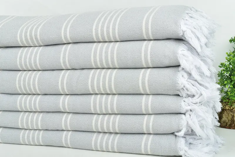 Bridal Shower Gift, Personalized Blanket, Handmade Gift, Organic Beach Blanket, Girl Trip Party Favor, Throw Blanket, 96x70 Cotton Striped Towel - 3
