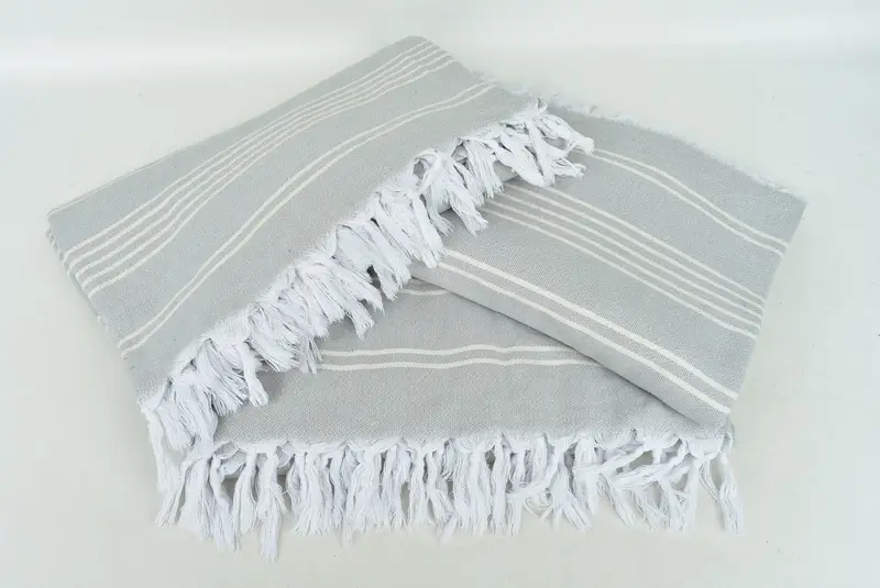 Bridal Shower Gift, Personalized Blanket, Handmade Gift, Organic Beach Blanket, Girl Trip Party Favor, Throw Blanket, 96x70 Cotton Striped Towel - 6
