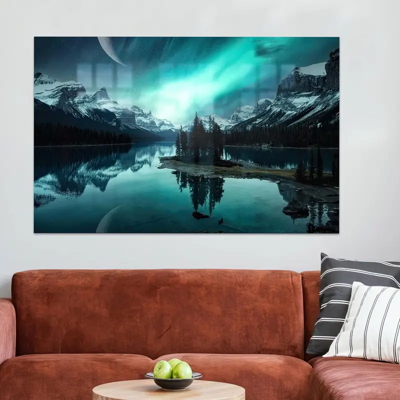 Zarif Baskılı Cam: Kuzey Işıkları ve Manzaralı Manzaralar