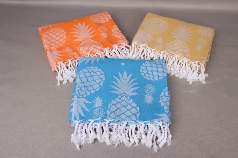 Turkish bath towel, 70x36 Cotton Pineapple Design Towel, Bridal Shower Favors, Peshtemal Towel USA, Turkish beach towel, Bachelorette Party Favor - 3