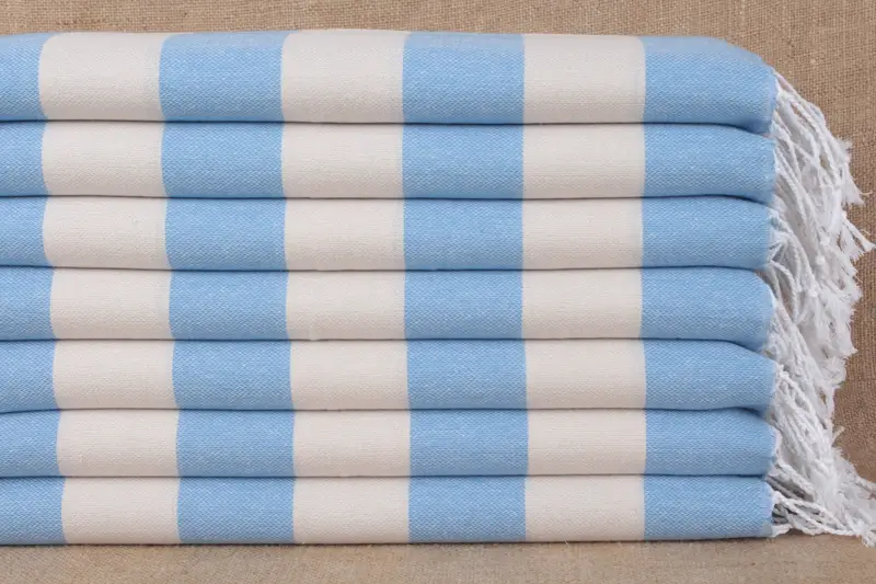Turkish Hand Towel Monogrammed Organic Cotton Beige Stripes, 20x40 Inches