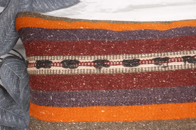 Vintage Pillow, Boho Pillow Sham Cover, Home Decor Pillow, 10x20 Purple Pillow Sham, Handwoven Pillow Cover Cushion Cover, Pillow Sham - 2