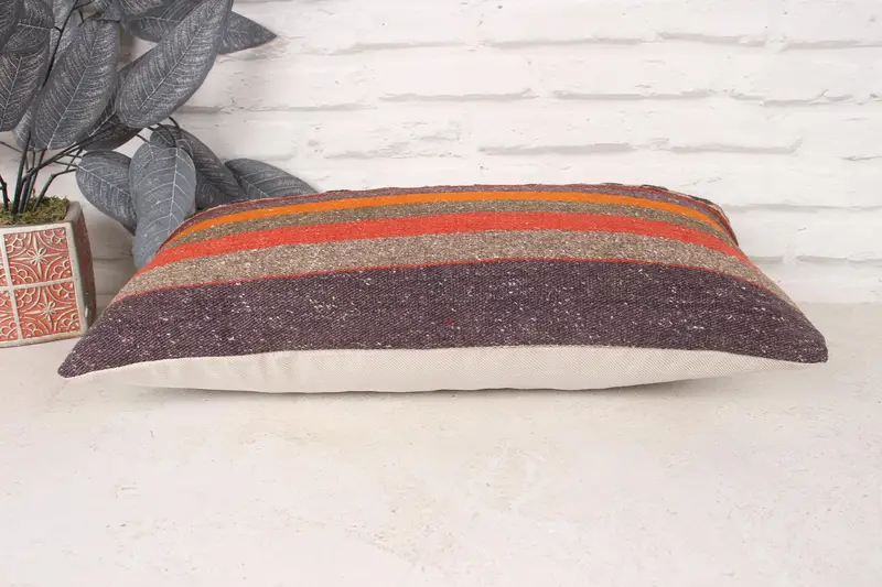 Vintage Pillow, Boho Pillow Sham Cover, Home Decor Pillow, 10x20 Purple Pillow Sham, Handwoven Pillow Cover Cushion Cover, Pillow Sham - 5