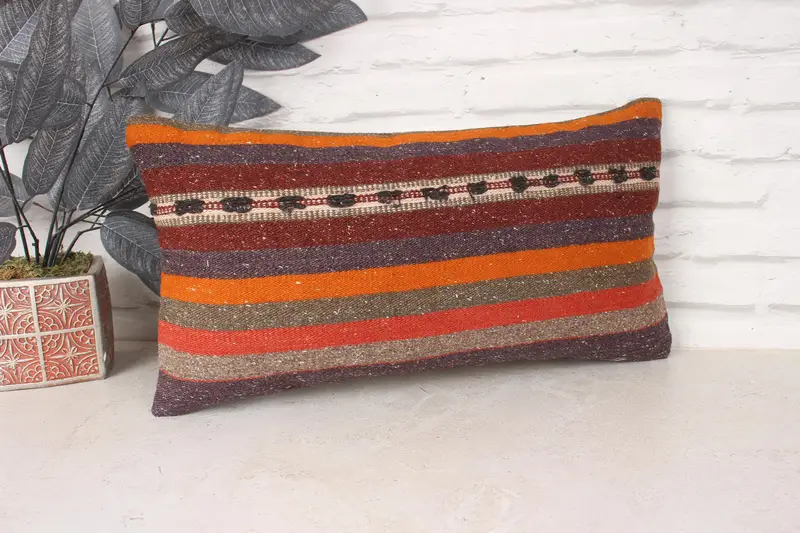 Vintage Pillow, Boho Pillow Sham Cover, Home Decor Pillow, 10x20 Purple Pillow Sham, Handwoven Pillow Cover Cushion Cover, Pillow Sham - 3
