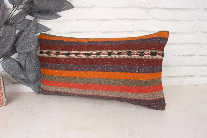 Vintage Pillow, Boho Pillow Sham Cover, Home Decor Pillow, 10x20 Purple Pillow Sham, Handwoven Pillow Cover Cushion Cover, Pillow Sham - 4