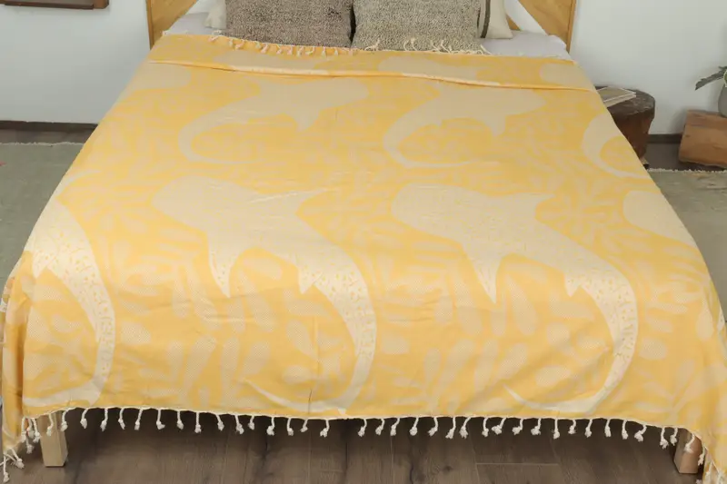 Turkish Blanket, Bachelorette Gifts, Woven Blanket, Monogram Beach Blanket, 100x92 Cotton Whale Design Towel, Sofa Cover, Extra Large Tablecloth - 8