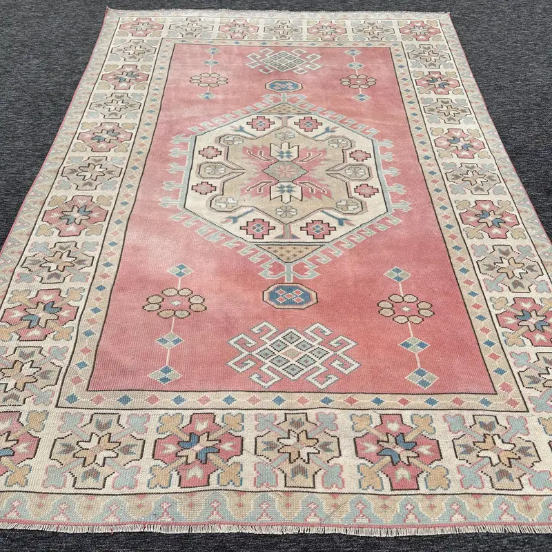 Elegante Alfombra Oriental Rosa, 5,2x8,9ft Chic Home Decor