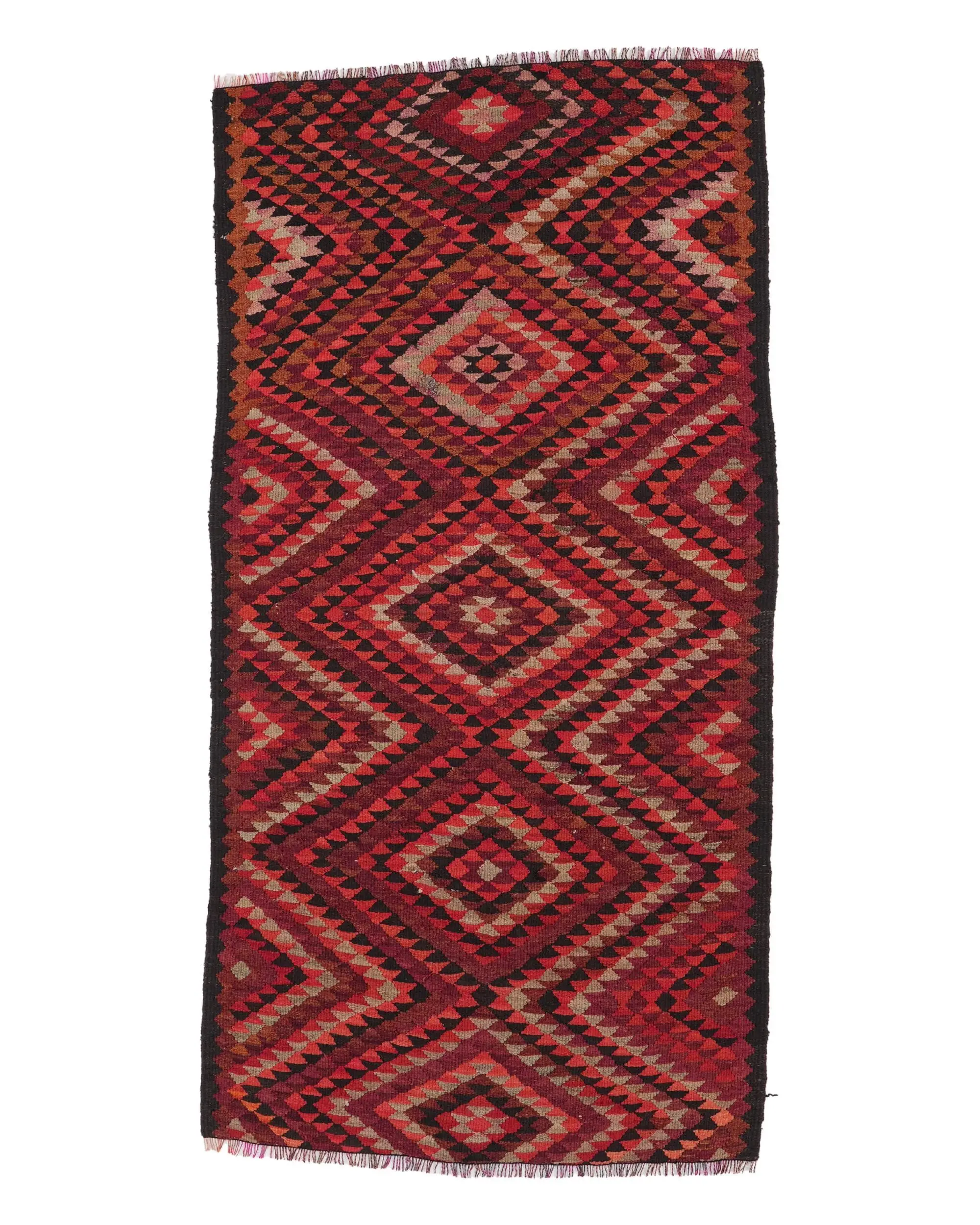 Türkischer Vintage-Teppich, 114 x 221 cm, Herki-roter Wollteppich - 1
