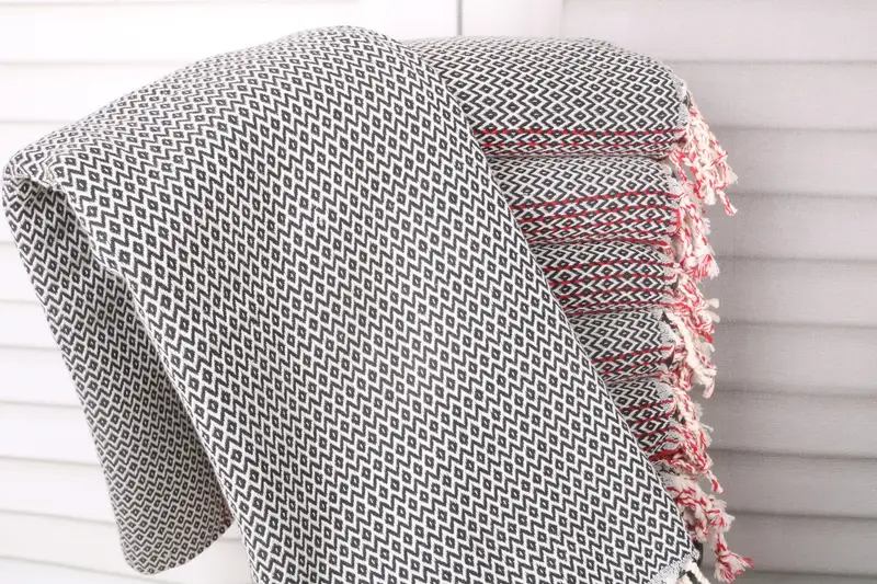 Black Cotton Towel Monogram Beach Towel, 40x71 Inches