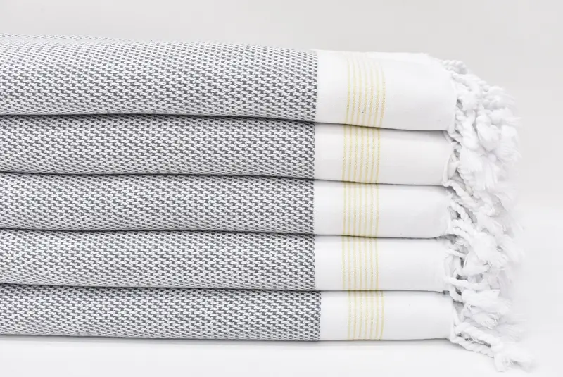 Bridesmaid Gift Towel Dark Gray Striped Organic Cotton, 70x40 Inches