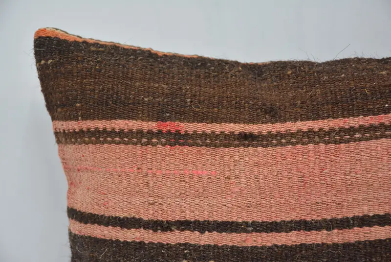 Brown & Pink Embroidered Pillow, 12x12 Inch Decorative Pillow - 2