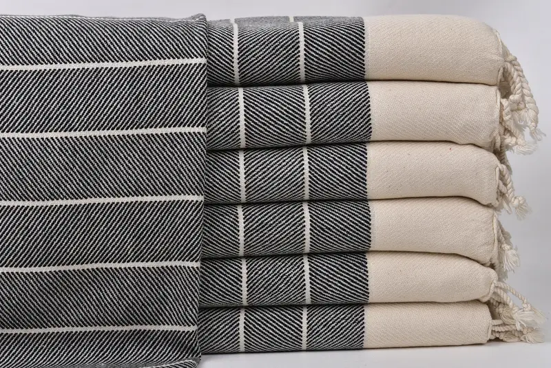 Dish Towel Kitchen Towel Black Striped Monogrammed Towel, 16x36 Inches